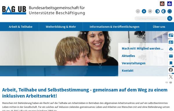 Vorschau von www.bag-ub.de, Bundesarbeitsgemeinschaft für Unterstützte Beschäftigung e.V.