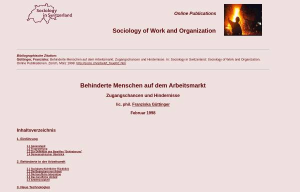 Vorschau von socio.ch, Franziska Güttinger: Behinderte Menschen auf dem Arbeitsmarkt