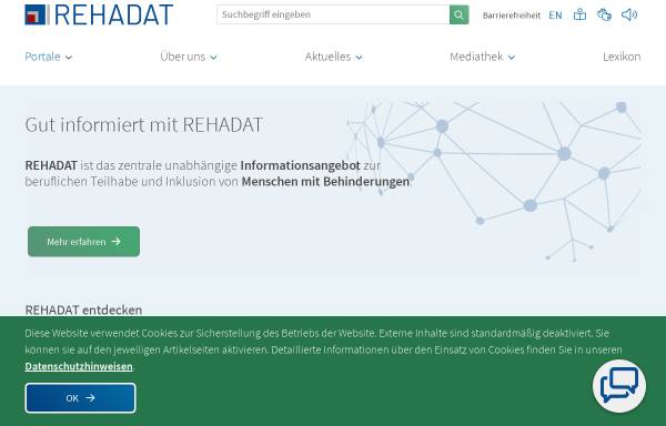 Vorschau von www.rehadat.info, REHADAT - Informationen zur beruflichen Rehabilitation