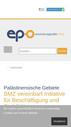 Vorschau der mobilen Webseite www.epo.de, Weltweit für Kinderrechte - Weltweit gegen Kinderarbeit
