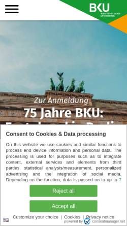 Vorschau der mobilen Webseite www.bku.de, BKU - Bund katholischer Unternehmer e.V.
