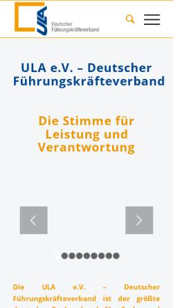 Vorschau der mobilen Webseite www.ula.de, Deutscher Führungskräfteverband (ULA)