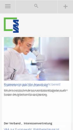Vorschau der mobilen Webseite www.vaa.de, Verband angestellter Akademiker und leitender Angestellter der chemischen Industrie e.V. (VAA)