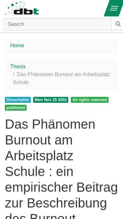 Vorschau der mobilen Webseite www.db-thueringen.de, Das Phänomen Burnout am Arbeitsplatz Schule.