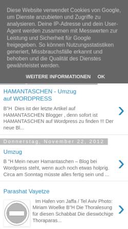 Vorschau der mobilen Webseite hamantaschen.blogspot.com, hamantaschen