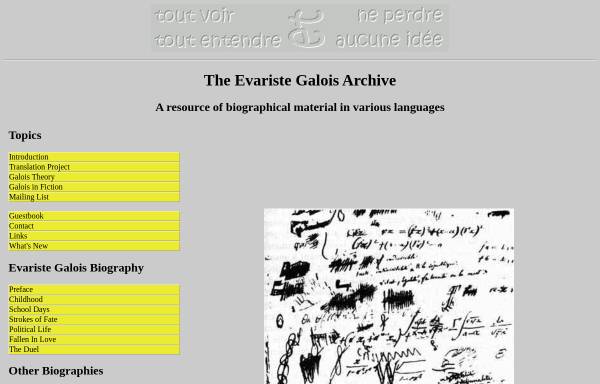 Vorschau von www.galois-group.net, Das Evariste Galois Archiv