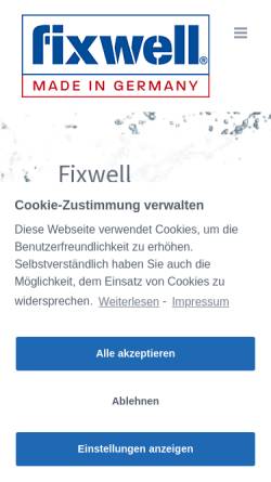 Vorschau der mobilen Webseite www.fixwell.de, Fixwell Messerfabrik GmbH & Co. KG