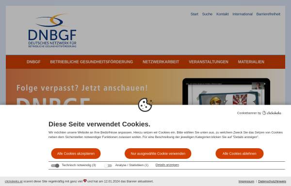 Vorschau von www.dnbgf.de, Deutsches Netzwerk für Betriebliche Gesundheitsförderung (DNBGF)