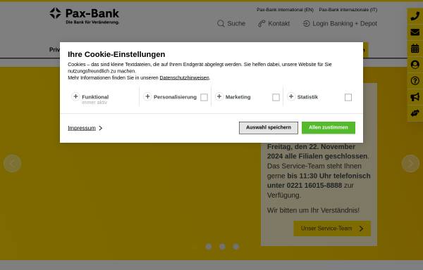 Vorschau von www.paxbank.de, Pax-Bank eG