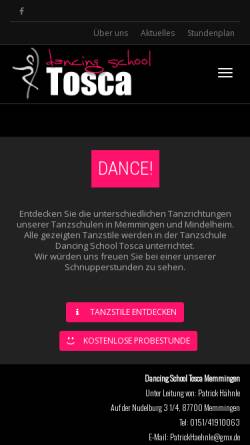 Vorschau der mobilen Webseite tosca.de, Dancing-School Tosca