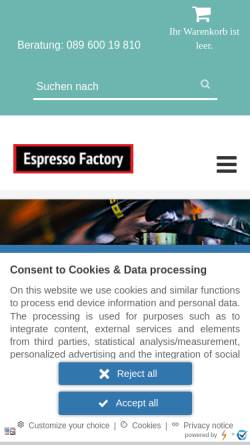 Vorschau der mobilen Webseite www.espressofactory.de, Espresso Factory