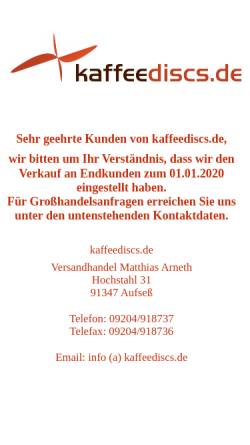 Vorschau der mobilen Webseite www.kaffeediscs.de, Versandhandel Matthias Arneth