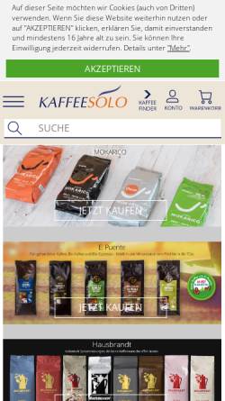 Vorschau der mobilen Webseite www.kaffeesolo.de, Kaffeesolo, Jasmin Horrelt