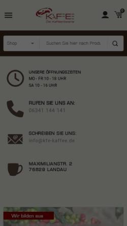 Vorschau der mobilen Webseite www.kfe-kaffee.de, KFE Kaffee