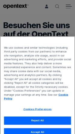 Vorschau der mobilen Webseite www.opentext.de, Opentext Corporation
