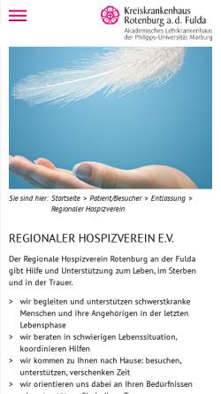 Vorschau der mobilen Webseite www.kkh-rotenburg.de, Hospizverein Rotenburg an der Fulda