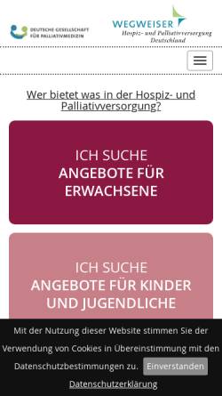 Vorschau der mobilen Webseite www.wegweiser-hospiz-palliativmedizin.de, Wegweiser Hospiz- und Palliativmedizin Deutschland