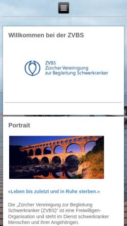 Vorschau der mobilen Webseite www.zvbs.ch, ZVBS - Zürcher Verein zur Begleitung Schwerkranker