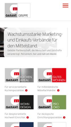 Vorschau der mobilen Webseite www.garant-gruppe.de, Garant Möbel Holding AG