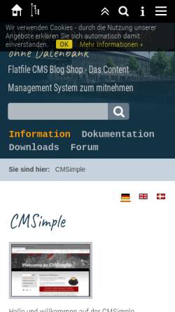 Vorschau der mobilen Webseite www.cmsimple.org, CMSimple.de