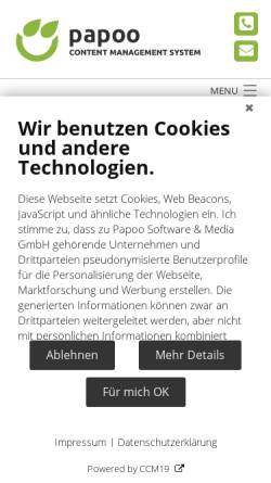 Vorschau der mobilen Webseite www.papoo.de, Papoo