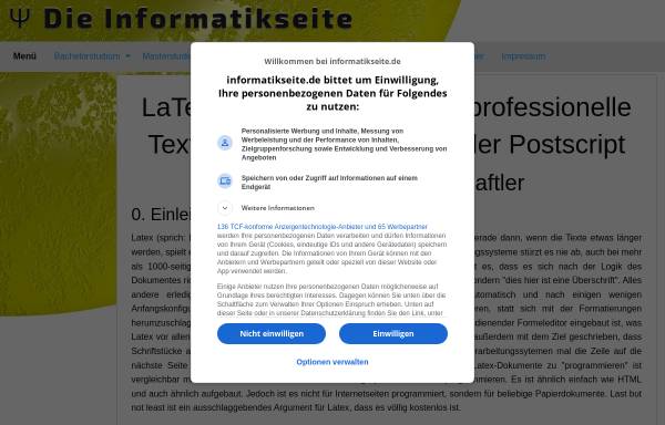 Vorschau von www.informatikseite.de, LaTeX - eine kurze Einführung
