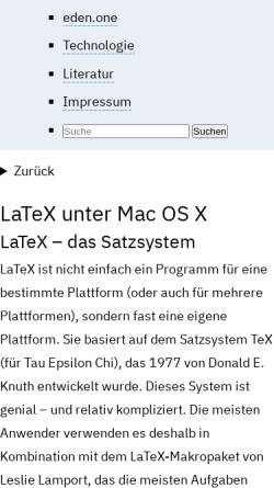 Vorschau der mobilen Webseite janeden.net, LaTeX unter Mac OS X