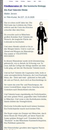 Vorschau der mobilen Webseite www.cinegraph.de, Als Karl Valentin filmte