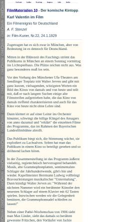 Vorschau der mobilen Webseite www.cinegraph.de, Karl Valentin im Film. Ein Filmereignis für Deutschland