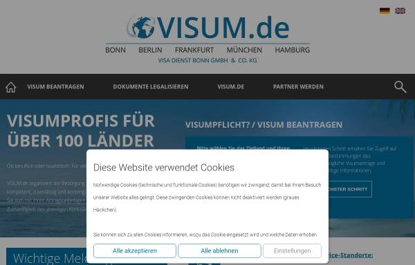 Vorschau von www.visum.de, Visa Dienst Bonn GmbH