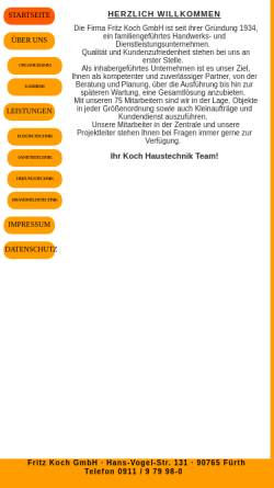 Vorschau der mobilen Webseite www.haustechnik-koch.de, Fritz Koch GmbH