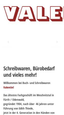 Vorschau der mobilen Webseite www.buch-valentin.de, Valentin - Fachgeschäft für Bürobedarf