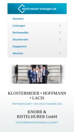 Vorschau der mobilen Webseite www.recht-steuer-erlangen.de, Hildmann - Langenwalder - Lüders