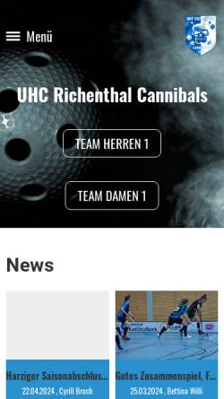 Vorschau der mobilen Webseite www.cannibals.ch, UHC Richenthal Cannibals