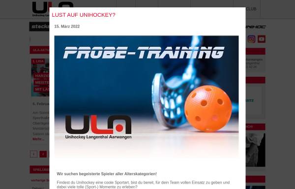 Vorschau von www.ula.ch, Unihockey Langenthal Aarwangen