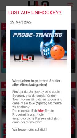 Vorschau der mobilen Webseite www.ula.ch, Unihockey Langenthal Aarwangen