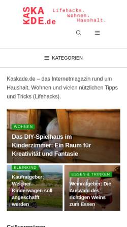 Vorschau der mobilen Webseite www.kaskade.de, Kaskade - Europäische Jonglierzeitschrift