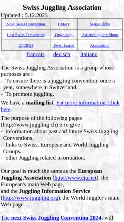 Vorschau der mobilen Webseite www.juggling.ch, Schweizerischer Jonglierverein