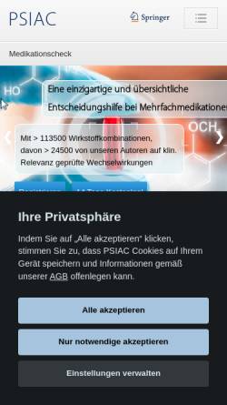 Vorschau der mobilen Webseite www.psiac.de, Interaktionscomputer für die Psychiatrie