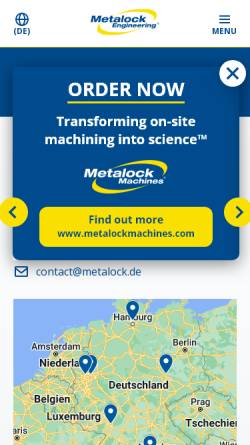 Vorschau der mobilen Webseite www.metalock.de, Metalock Industrie Service GmbH