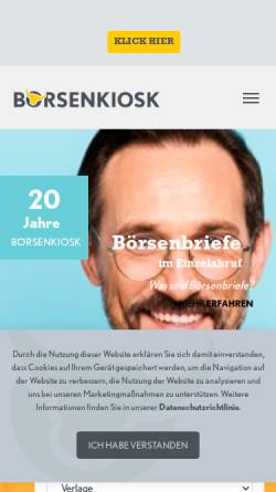Vorschau der mobilen Webseite boersenkiosk.de, BörsenKiosk, StockKiosk GmbH