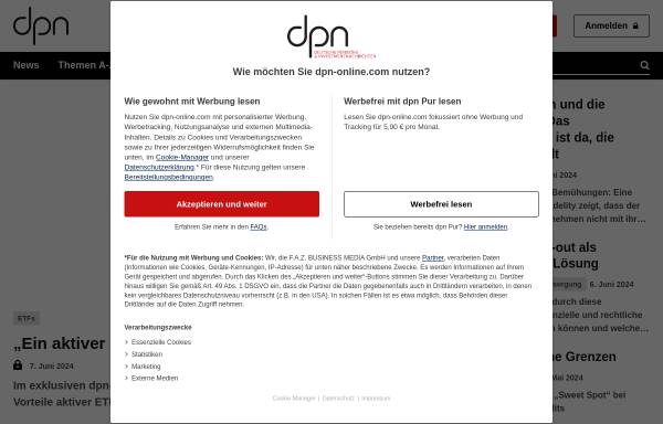 Vorschau von www.dpn-online.com, DPN Deutsche Pensions- & Investmentnachrichten