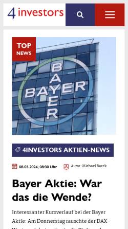 Vorschau der mobilen Webseite www.4investors.de, 4investors von Stoffels & Barck GbR