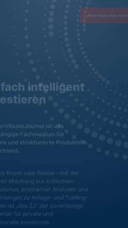 Vorschau der mobilen Webseite www.zertifikatejournal.de, ZertifikateJournal Aktiengesellschaft