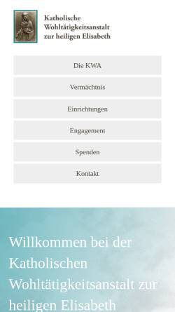 Vorschau der mobilen Webseite www.kwa-reinbek.de, Katholische Wohltätigkeitsanstalt zur Heiligen Elisabeth