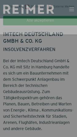 Vorschau der mobilen Webseite www.imtech.de, Rud. Otto Meyer GmbH & Co.