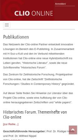 Vorschau der mobilen Webseite www.clio-online.de, Clio