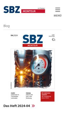 Vorschau der mobilen Webseite www.sbz-monteur.de, SBZ Monteur