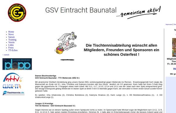 Vorschau von www.tt-baunatal.de, GSV Eintracht Baunatal Tischtennis