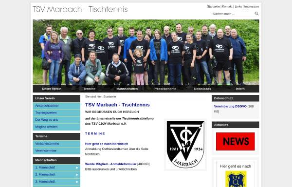 Vorschau von www.tt-marbach.de, TSV Marbach Tischtennisabteilung